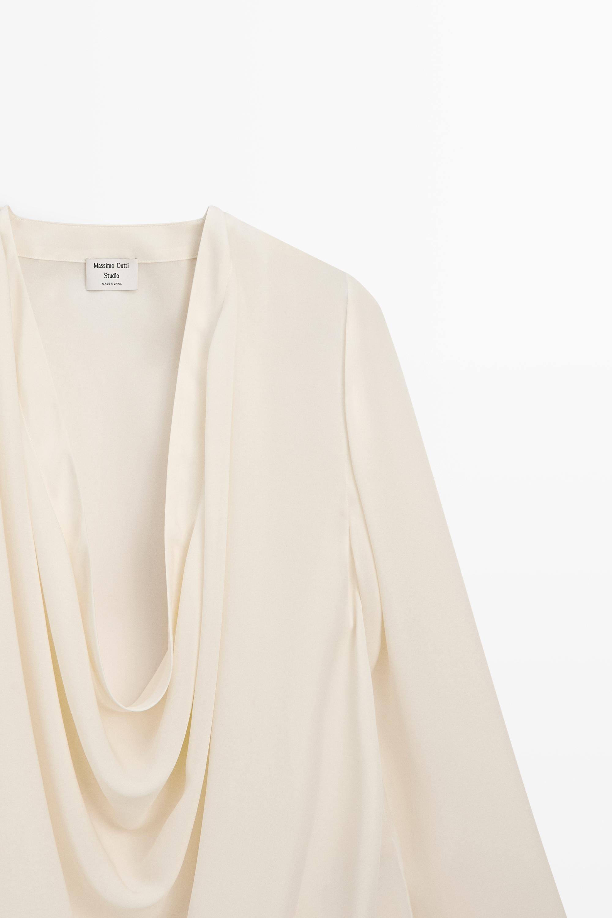 Flowing silk blouse with cowl neckline - STUDIO